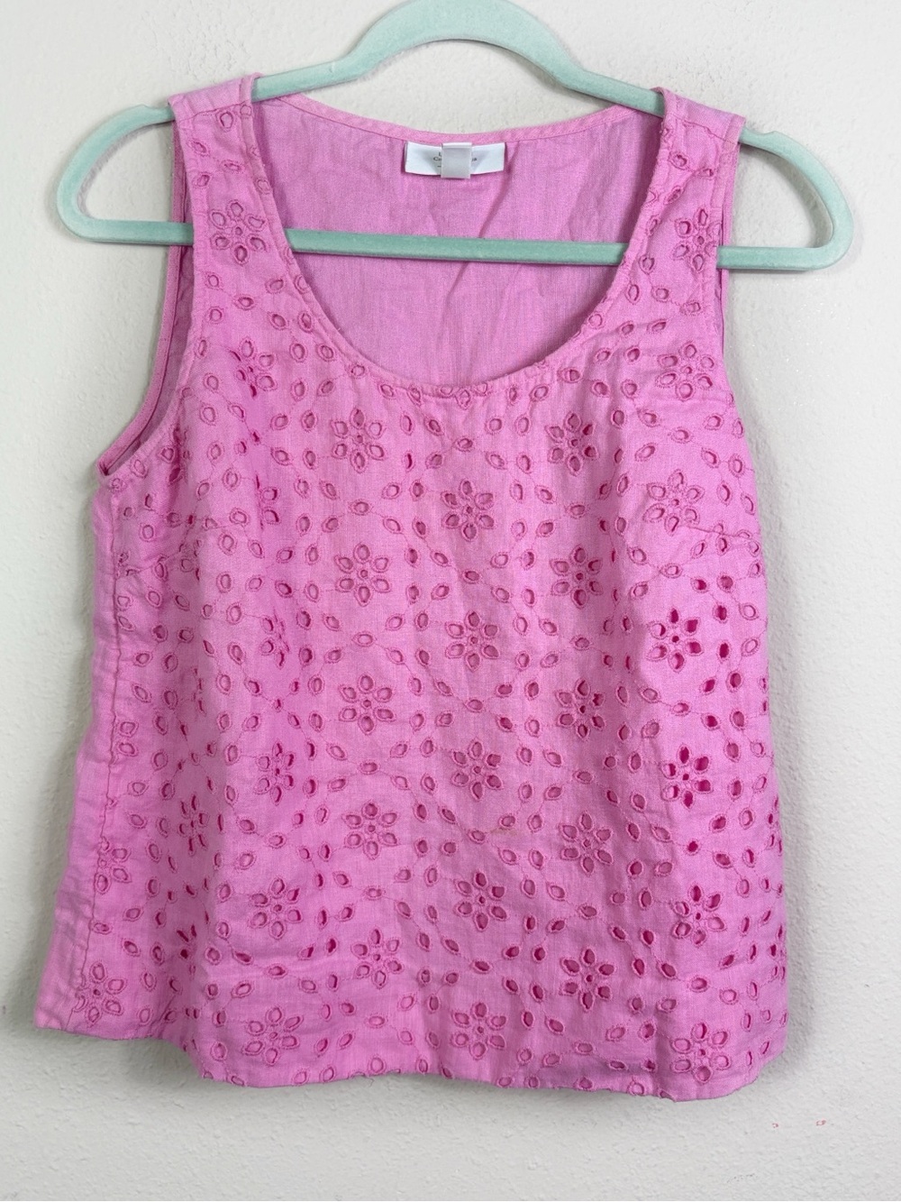 Charter Club Linen Luxury Pink Eyelet Tankโ Top Blouse size Small